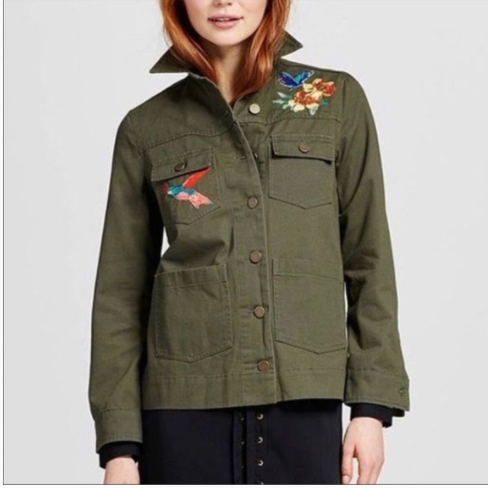 Who What Wear Green Utility Embroidered Jacket